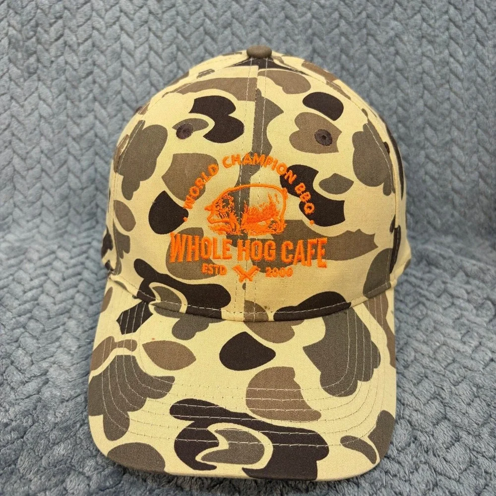 Outdoor Cap Whole Hog Cafe BBQ Duck Camo Snapback Hat GC-100 Brown Orange